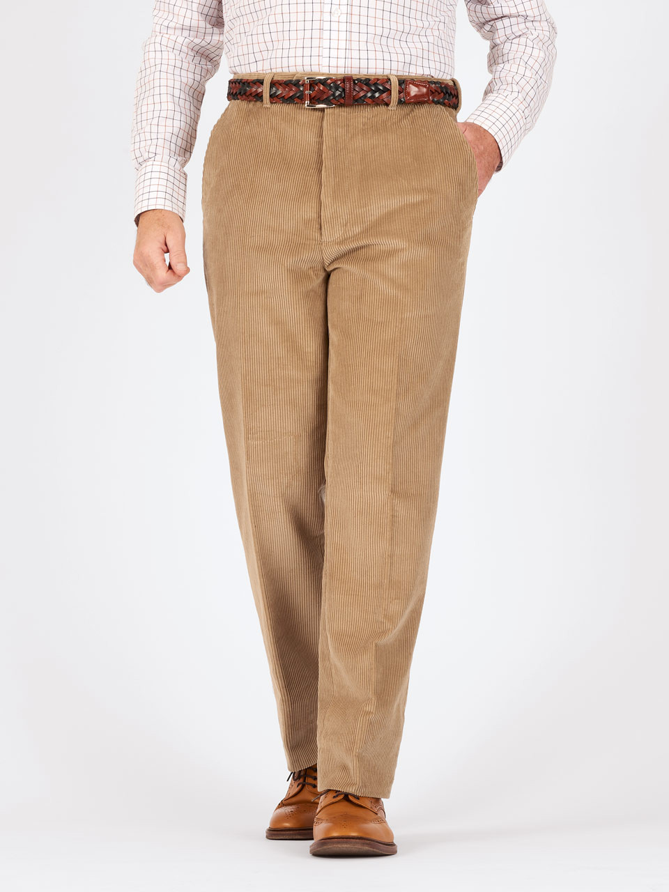 Men's Sand Flat Front Corduroy Pants Peter Christian