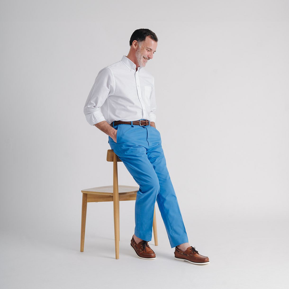 Men's Blue Pleated Chinos