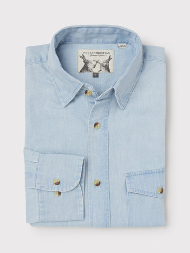 Men's Cotton shirt with denim collar