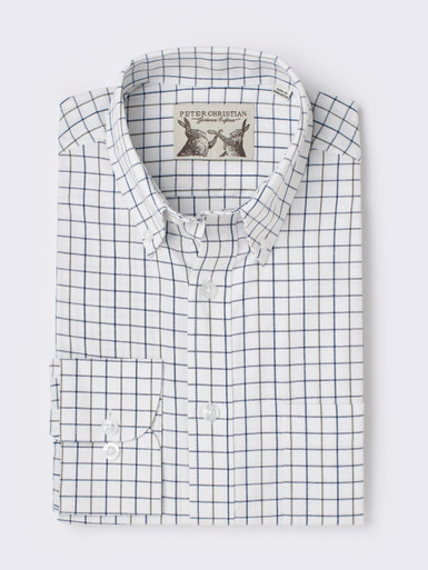 Blue Button Down Collar Tattersall Shirt