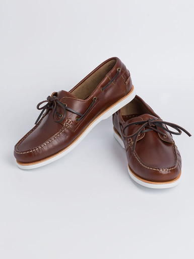 John White Men's Brown Leather Boat Shoe