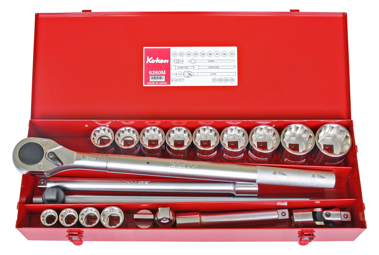 Ko-ken 6260A 3/4 Square Drive Socket Set 12 point 25 pieces