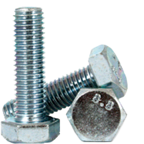 M8-1.25 x 12 mm Hex Cap Screws, Zinc Cr+3, Class 8.8, Coarse, Medium Carbon, DIN 933 / ISO 4017, Qty 100