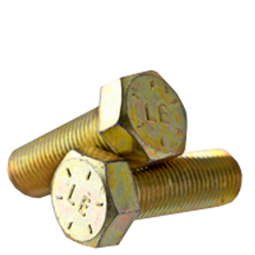 1/4"-28 x 3" Hex Cap Screws, Zinc-Yellow Cr+3 Bake, Grade 8, Fine, Partially Threaded, (USA), Qty 100