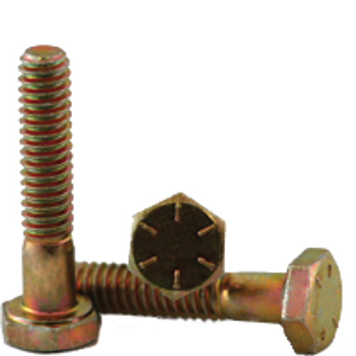 1/4"-20 x 1 1/2" Hex Cap Screws, Zinc-Yellow Cr+6 Bake, Grade 8, Coarse, Partially Threaded, Qty 100