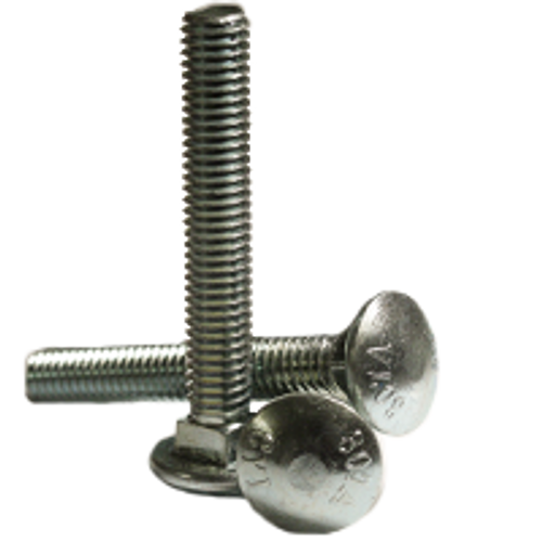 1/4"-20 x 7 1/2" 6" THD Under-Sized Carriage Bolts, Zinc Cr+3, Grade A, A307, Qty 100