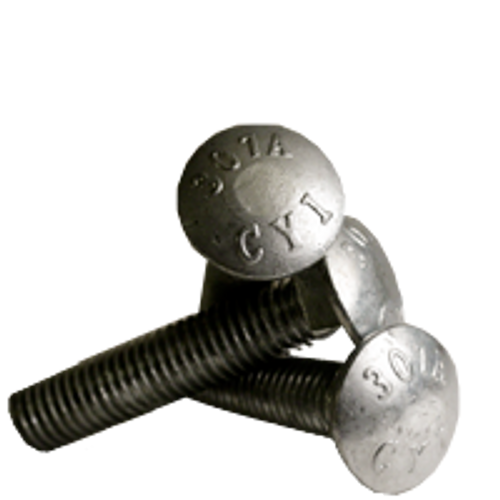 3/8"-16 x 8" 6" THD Under-Sized Carriage Bolts, Hot Dipped Galvanized, Grade A, Coarse, A307, Qty 50