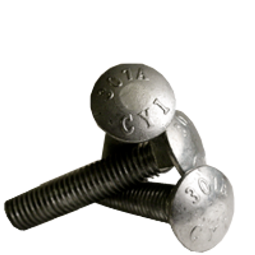 3/8"-16 x 9" 6" THD Under-Sized Carriage Bolts, Hot Dipped Galvanized, Grade A, Coarse, A307, Qty 10