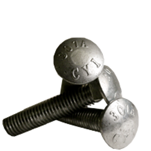 3/8"-16 x 4 1/2" Carriage Bolts, Hot Dipped Galvanized, Grade A, Coarse, Fully Threaded, A307, Qty 25