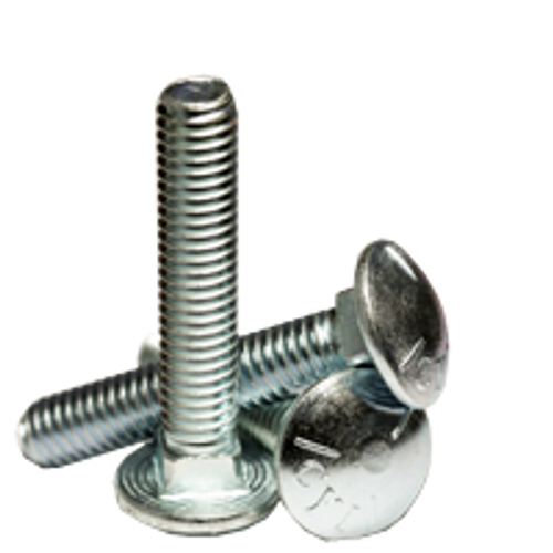 3/8"-16 x 2 1/2" Carriage Bolts, Zinc Cr+3, Grade 5, Coarse, Fully Threaded, Qty 50