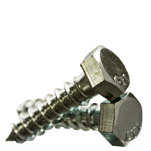 3/8"-7 x 2 1/2" Hex Lag Screw, Zinc Cr+3, Fully Threaded, Low Carbon, Qty 25