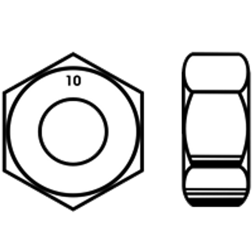 M6-1.00 Metric Hex Nuts, Zinc-Yellow Cr+6, Class 10, Coarse, DIN 934, Qty 100