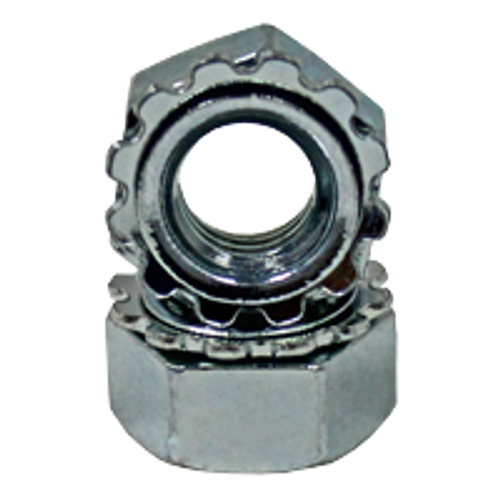 M10-1.50 Lock Nuts, External Tooth K-Lock, Zinc Cr+3, Class 8, Qty 100