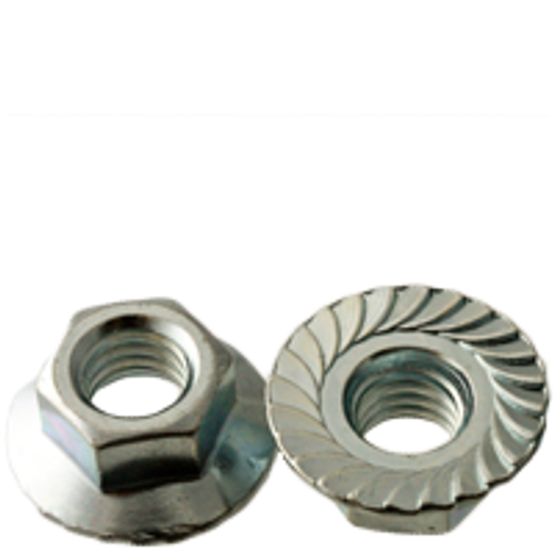 3/8"-24 HEX FLANGE NUTS SERRATED FINE CASE HARDENED ZINC CR+3 , Qty 100