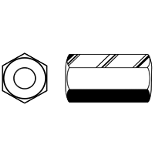 1"-8xW1 1/4"xL2 1/2" HEX COUPLING NUTS A563 GRADE A PLAIN, Qty 15