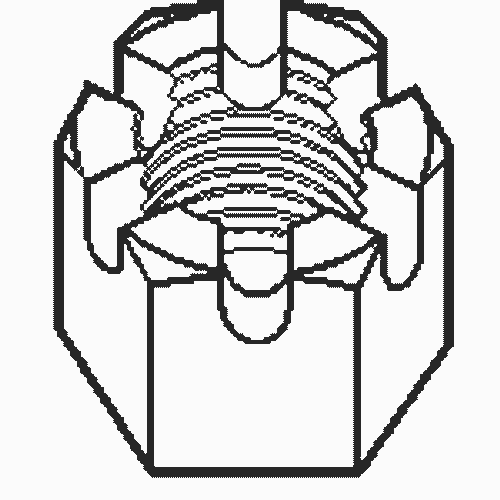 1 1/4"-7 Slotted Finished Hex Nuts, Plain, Qty 10