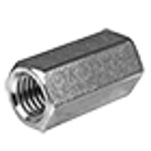 1/2"-13, 3/8"-16 x W 5/8" x L 1 1/4" Hex Reducing Coupling Nuts, 18-8 Stainless Steel, Qty 50