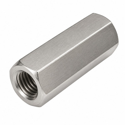1/4"-20 x W 3/8" x L 7/8" Hex Coupling Nuts, 316 Stainless Steel, Qty 100