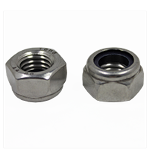 M8-1.25 Nylon Insert Lock Nuts, Stainless Steel A4-80, Coarse, DIN 985, Qty 100