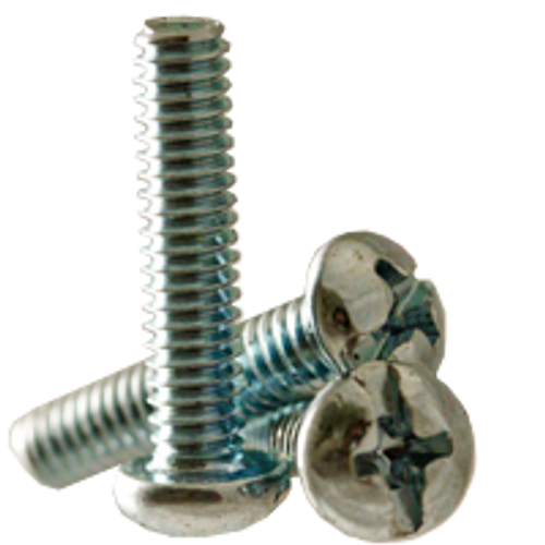 #6-32 x 1 1/2" Machine Screws, Phillips/Slotted Combo Round Head, Zinc Cr+3, Fully Threaded, Qty 100