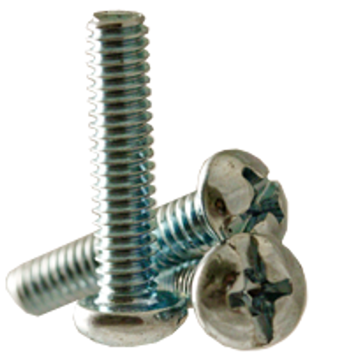 #10-32 x 3/8" Machine Screws, Phillips/Slotted Combo Round Head, Zinc Cr+3, Fine, Fully Threaded, Qty 100