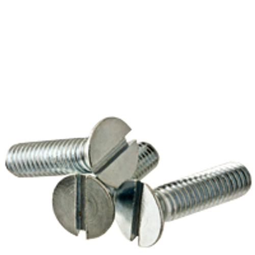 1/4"-20 x 2 1/2" Machine Screws, Flat Head Slotted, Zinc Cr+3, Fully Threaded, Qty 100