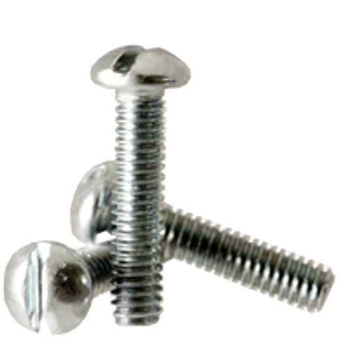 #2-56 x 1/2" Machine Screws, Round Head Slotted, Zinc Cr+3, Fully Threaded, Qty 100