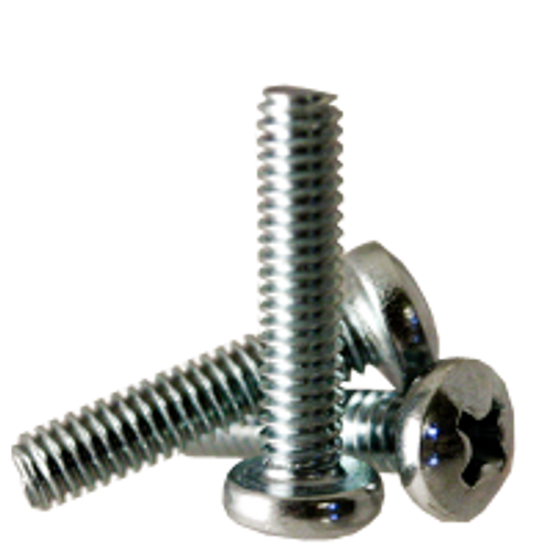 #10-24 x 1 1/8" Machine Screws, Phillips Pan Head, Zinc Cr+3, Fully Threaded, Qty 50