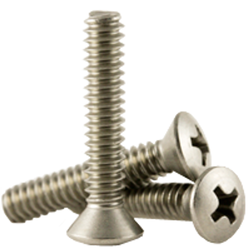 #4-40 x 7/8" Machine Screws, Phillips Oval Head, 18-8 Stainless Steel, Coarse, Fully Threaded, Qty 1000