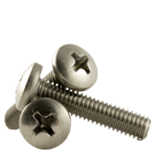 #2-56 x 7/16" Machine Screws, Phillips Pan Head, 18-8 Stainless Steel, Coarse, Fully Threaded, Qty 1000