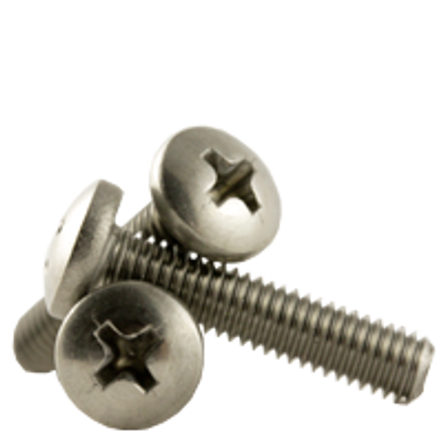 1/4"-20 x 7/8" Machine Screws, Phillips Pan Head, 18-8 Stainless Steel, Coarse, Fully Threaded, Qty 500
