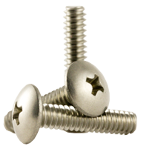 #4-40 x 1/2" Machine Screws, Phillips Truss Head, 18-8 Stainless Steel, Coarse, Fully Threaded, Qty 1000