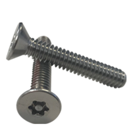 1/4"-20x1",(FT) MACHINE SCREWS 6-LOBE PIN-IN FLAT HEAD STAINLESS A2 (18-8), Qty 100