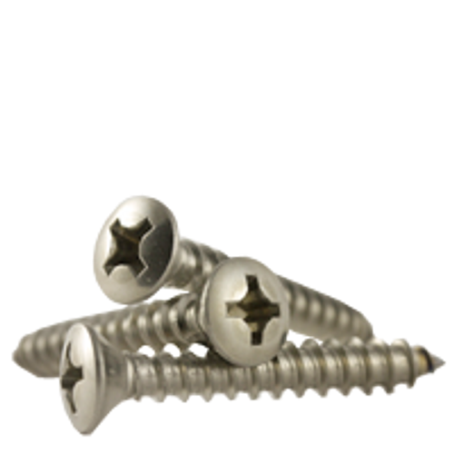 #8 x 1 3/4" Self-Tapping Screws,  Phillips Oval Head, Type A, 18-8 Stainless Steel, Fully Threaded, Qty 400