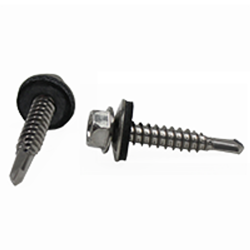 1/4"-14x7/8",(FT),#3 POINT BSD SELF DRILLING SCREWS INDENT HWH UNSLOT STAINLESS 410 W/ BONDED WASHER, Qty 300