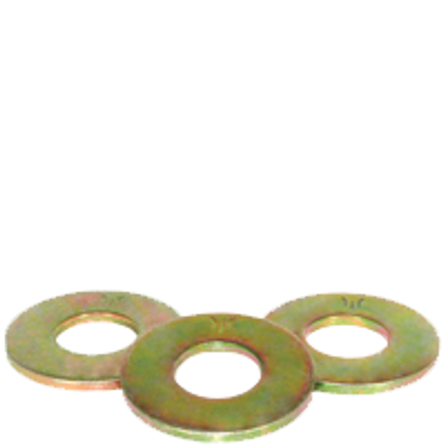 1 1/2" SAE Flat Washers, Zinc-Yellow, Medium Carbon, Thru-Hardened, Qty 10