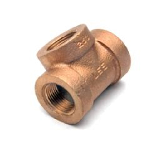 Midland Metal 82106-202012 Pipe Tee, 1-1/4 in FPT x 1-1/4 in FPT x 3/4 in FPT, Bronze