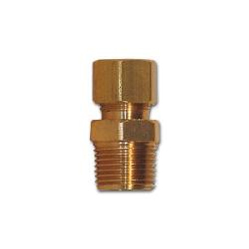 Mid-America Fittings LF68T-44 Drilled Through Tank Connector, 1/4 in Compression x 1/4 in MNPTF, Brass