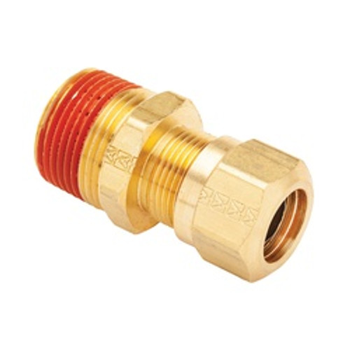 Mid-America Fittings NT68-1012VS Connector with Vibraseal, 5/8 in Tube OD x 3/4 in MNPTF, Brass