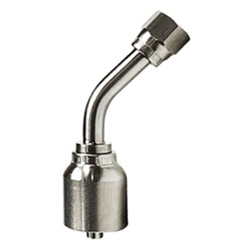 Midland Metal 43 Series SS43-06-06FJ45 45 deg Swivel Elbow, 3/8 in Hose x 9/16 in Female JIC, Stainless Steel