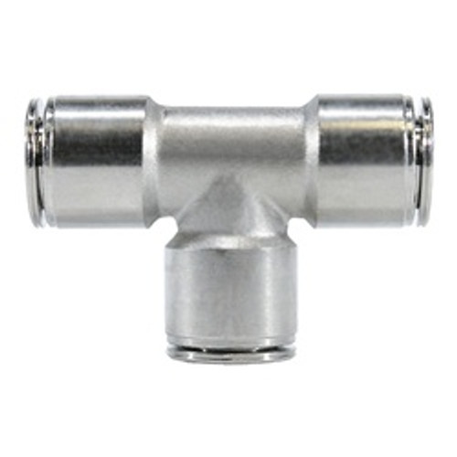 Midland Metal 20030SS Union Tee, 1/2 in Push-In x 1/2 in Push-In x 1/2 in Push-In, Stainless Steel