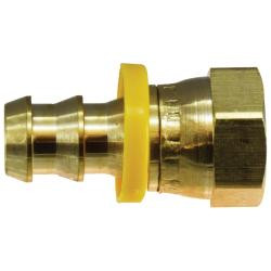 CHAMPION BRASS 309-44 Swivel Connector, 1/4 in Hose Barbed x 1/4 in Female SAE 45 deg/37 deg JIC Flared, Brass