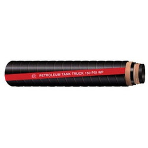 Buchanan Rubber TLBS150-300-CUT Tank Truck Hose, 150 psi, Nitrile Rubber Tube, Black with Smooth Red Stripe