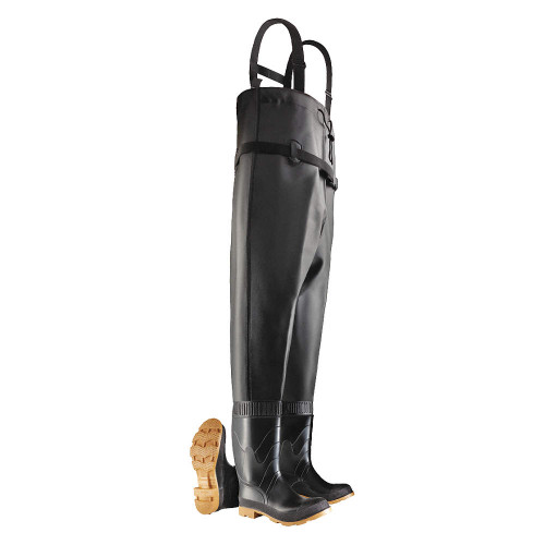 DUNLOP Chest Waders,Stl Toe,Mens,12,Blk/Gray,PR 860671233