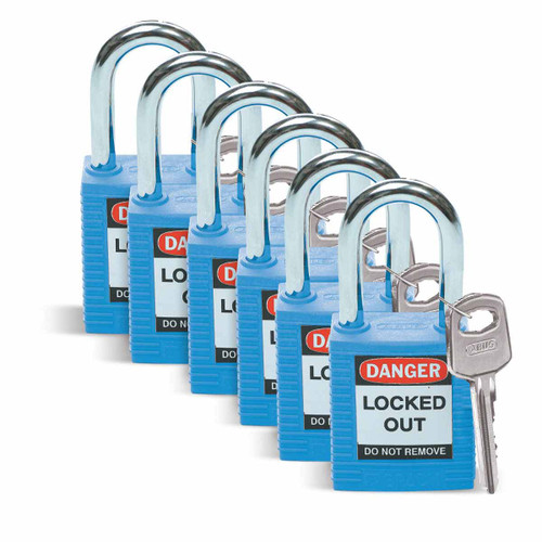BRADY Lockout Padlock,KD,Blue,1-3/4"H,PK6 51344