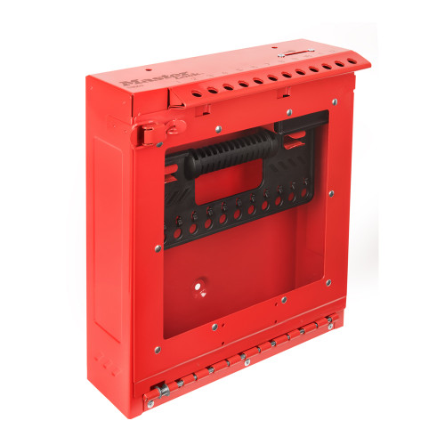 MASTER LOCK Group Lockout Box,Hinged,Red,StnlssSteel S3502