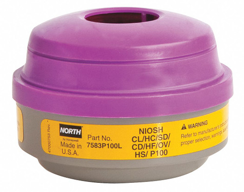 HONEYWELL NORTH Respirator Cartridge,AG,OV,P100,PR 7583P100L