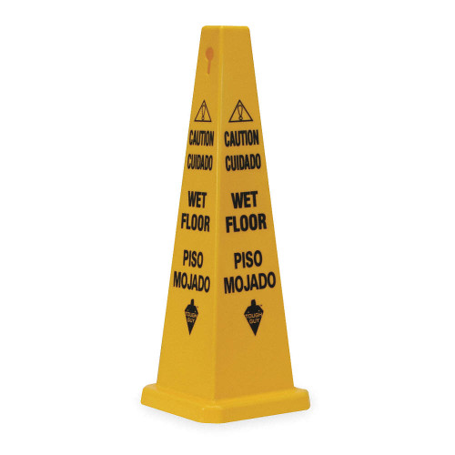 TOUGH GUY Safety Cone, Caution Wet Floor, Eng/Sp 2LEC6