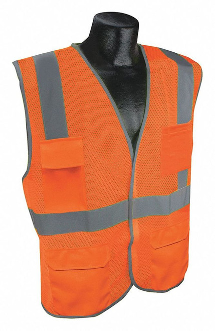 CONDOR High Visibility Vest,Orange/Red,S/M 53YN29