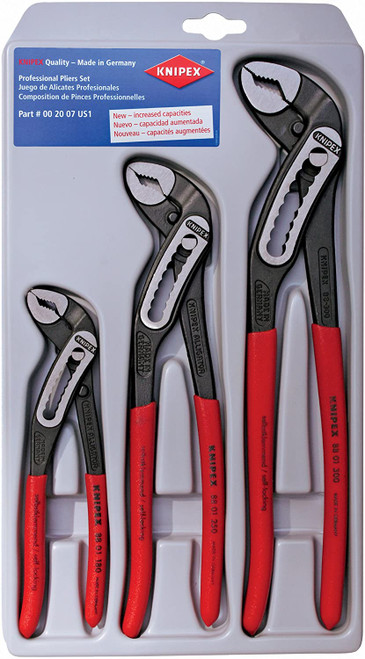 KNIPEX Water Pump Plier Set,Dipped,3 Pcs 00 20 07 US1